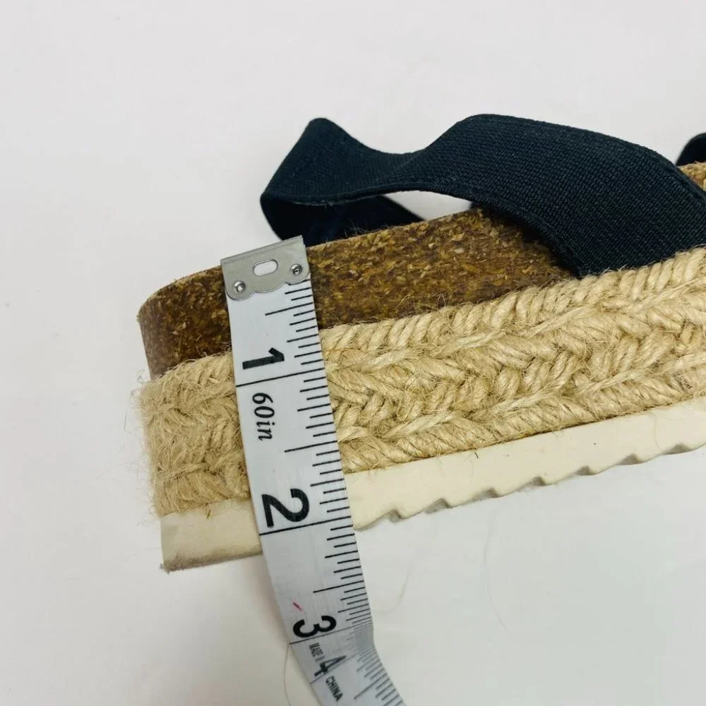 Madden Girl Black Elastic Strap Espadrille Wedge Sandals Sz 7